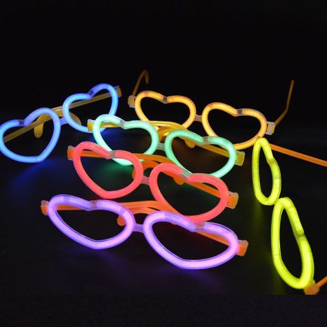 10 Set Heart Glow Sticks Eyeglasses Eye Glasses Party Hen Night Wedding Bar Concert, Glow Theme Party, Glow Stick Wedding, Glow Stick Party, Glow In Dark Party, Bunny Headband, Neon Birthday Party, Glow Party Supplies, Glow Birthday Party