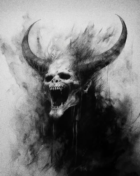 Horn-y | Instagram Shadow Wolf Demon, Evil Drawings, Demon Lucifer, Sketches Abstract, Demon Statue, Black Demon, Creepy Photography, Trippy Pictures, Skull With Horns