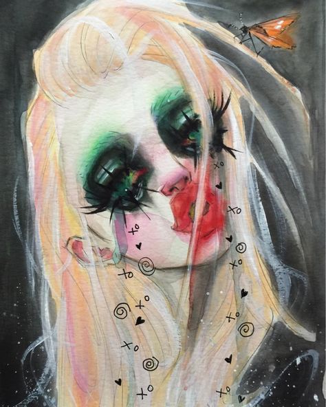 dustinbailard on Instagram: “Hi guys!! I'm so happy so many of you love my Skippers as much as I do! I can't think of a better way to express myself than with these…” Pop Punk Art, Dustin Bailard, Fierce Makeup, Art Faces, Big Eyes Art, Grunge Art, Goth Art, Lowbrow Art, Drawing Inspo