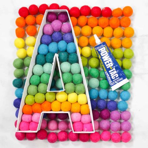 Adventure Classroom, Letters Tutorial, Felt Ball Crafts, Pom Pom Letters, Sweet Red Poppy, Rainbow Playroom, Ideas Habitaciones, Diy Playroom, Letter Wall Decor