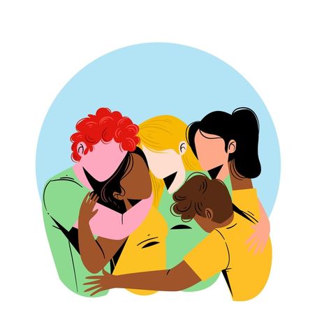 Family Helping Each Other Drawing, Group Hug Illustration, Family Hug Illustration, Helping Each Other Drawing, Family And Friends Illustration, Helping Each Other Illustration, People Helping Each Other Drawing, Friends Hugging Drawing, People Hugging Drawing