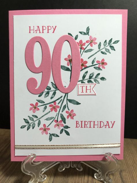 90th Birthday Cards Female, Homemade 90th Birthday Cards, 90th Birthday Card Ideas Handmade, Stampin Up 90th Birthday Cards, 90th Birthday Card Ideas, 90th Birthday Card, 100th Birthday Card, 90th Birthday Cards, 95 Birthday