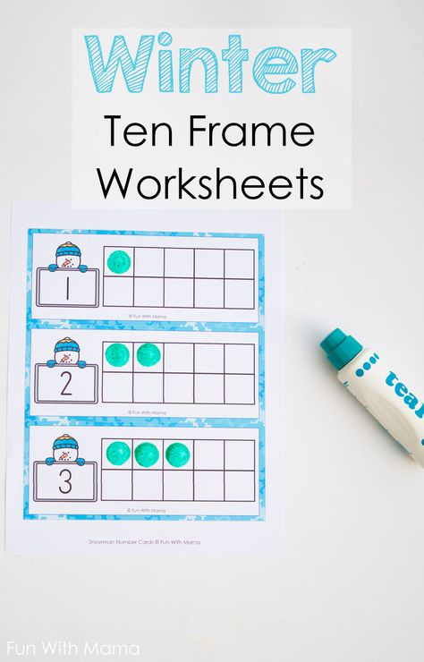 Winter Ten Frame Math Freebie! A fun winter way for kindergarten and preschool kids to work on counting this winter! #mathfreebies #wintermathcenters #snowman Ten Frames Kindergarten, Winter Math Centers, Winter Math Activities, Kindergarten Addition Worksheets, Frame Printable, Free Kindergarten Worksheets, Winter Kindergarten, Winter Math, Counting Cards