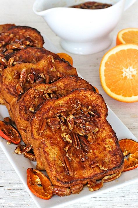 Orange Pecan French Toast Pecan French Toast, French Toast Roll Ups, Delicious French Toast, Creative Breakfast, French Toast Breakfast, French Toast Recipe, Orange Recipes, Breakfast Brunch Recipes, Breakfast Time