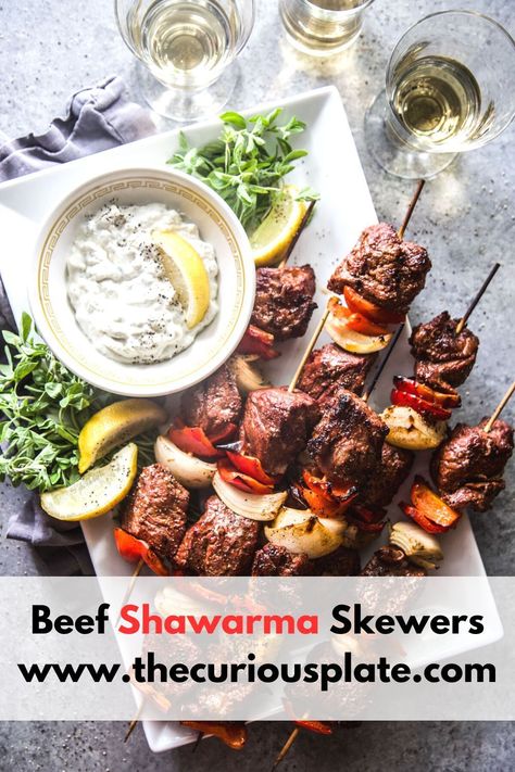 Transport your taste buds to the Middle East with these Beef Shawarma Skewers! Marinated boneless chuck roast, grilled to juicy perfection, and served with rice and veggies. Boneless Chuck Roast, Homemade Shawarma, Beef Shawarma, Shawarma Seasoning, Rice And Vegetables, Frozen Beef, Spring Dishes, Skewer Recipes, Marinated Beef