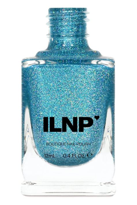 ILNP Seaside - Ocean Blue Holographic Jelly Nail Polish Nail Polish With Glitter, Ilnp Nail Polish, Jelly Nail Polish, Cold As Ice, Boutique Nails, Patriotic Nails, Jelly Nail, Turquoise Nails, Nails Now