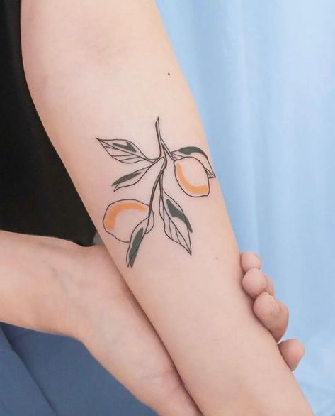 Orange Tattoo, Darkside Tattoo, Pair Tattoos, Mum Tattoo, Branch Tattoo, Elbow Tattoos, Most Popular Tattoos, New School Tattoo, Lemon Tree