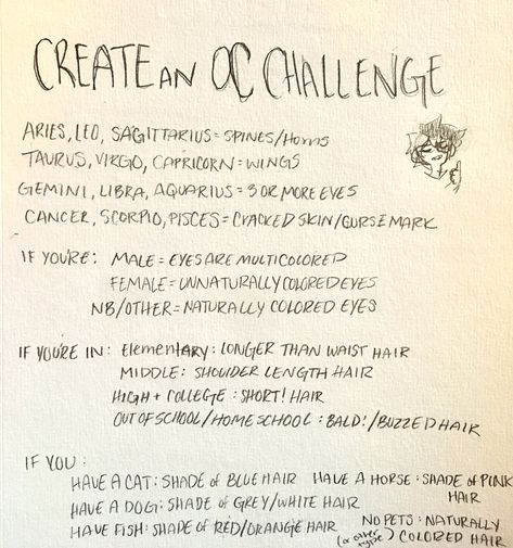 Who doesn’t want a new oc challenge??? -------- go to my account for more challengesss Character Design Challenge List, Design An Oc Challenge, Oc Drawing Challenge Character Design, Oc Creation Challenge, Create Your Oc Challenge, Oc Challenges Character Design, Create An Oc Challenge Character Design, Create Oc Challenge, Make A Oc Challenge