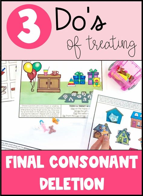 Final Consonant Deletion Activities Free, Final Consonant Deletion Activities, Speech Therapy Activities Elementary, Preschool Slp, Final Consonant Deletion, Speech Therapy Tools, Phonological Processes, Speech Articulation, School Speech Therapy