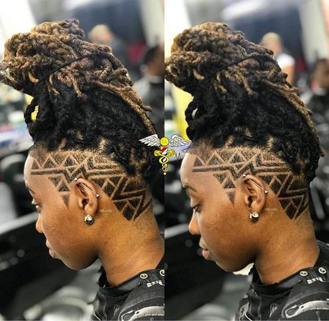 Locs With Undercut, Locs With Undercut Women, Side Shave Design, Undercut Hair Designs, Side Shave, Hairstyles Layered, Ladies Hairstyles, The Undercut, Braids With Shaved Sides