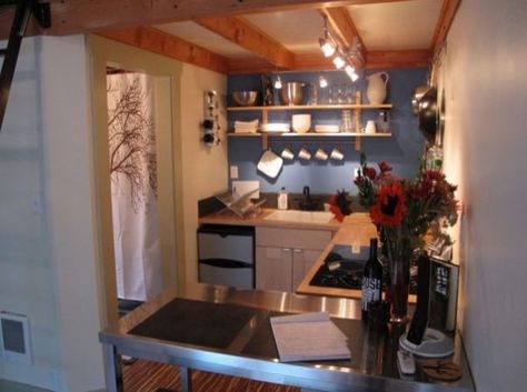 From Garage to Tiny Cottage One Car Garage Apartment, Tiny House Airbnb, Tiny House Kitchens, Tiny House Vacation, Cottage Tiny House, Garage To Living Space, Tiny House Swoon, Tiny Houses For Rent, Backyard Cottage