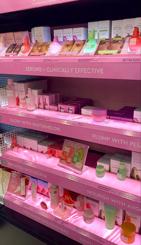 Skincare Visual Merchandising, Sephora Display, Category Management, Fun Sleepover Activities, Pink Shelves, Small Booth, Beauty Room Salon, Maria Nila, Skincare Store