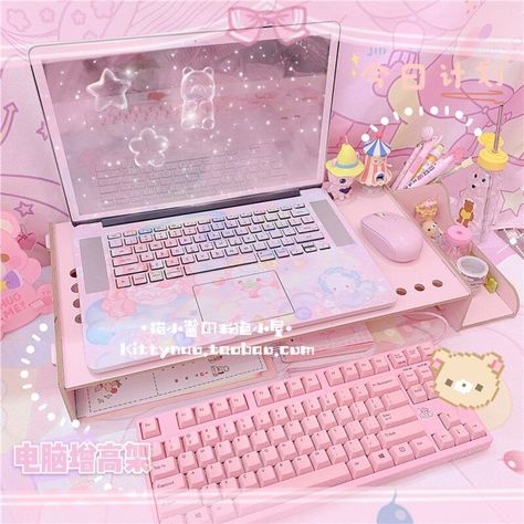 Smarter Shopping, Better Living! Aliexpress.com Laptop Cute Accessories, Pink Laptop Aesthetic, Kawaii Electronics, Kawaii Laptop, Desk Organisation, Fantasy Items, Pink Paradise, Pink Laptop, Two Flowers