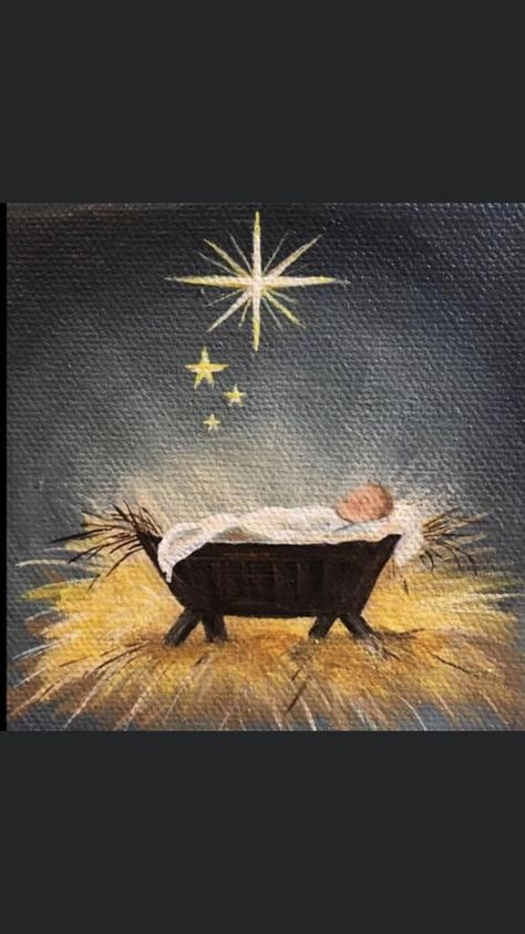 Baby Jesus Art For Kids, Christmas Paintings Nativity, Manger Scenes Nativity Diy Painting, Nativity Scene Art For Kids, Watercolor Nativity Scene, Christmas Star Painting, Manger Scene Painting, Easy Nativity Painting, Painting Nativity Scene