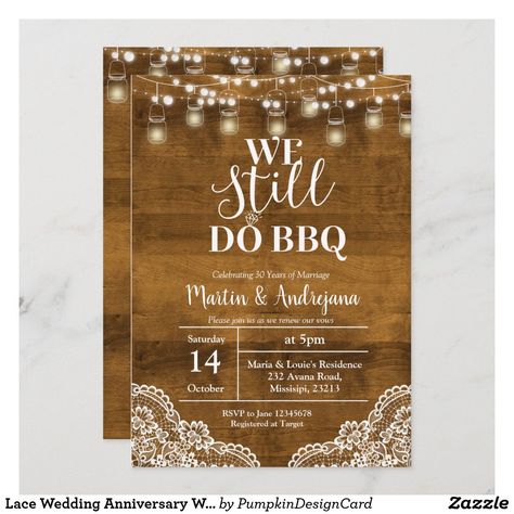 Lace Wedding Anniversary We Still do BBQ invite We Still Do Bbq, Anniversary Party Themes, Bbq Invite, 10th Anniversary Party, Vow Renewal Invitations, 40th Anniversary Party, 15th Wedding Anniversary, 50th Wedding Anniversary Party, Homemade Anniversary Gifts