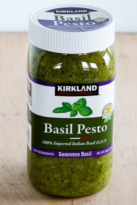 Kalyn's Kitchen Picks: Kirkland Basil Pesto (plus 20 recipes using Pesto from Kalyn and other bloggers!) Kirkland Pesto Recipes, Recipes Using Pesto, Baked Spaghetti And Meatballs, Spicy Pulled Pork, Costco Rotisserie Chicken, Lemon Butter Salmon, Shrimp And Quinoa, Slow Cooker Salsa Chicken, Pesto Recipes