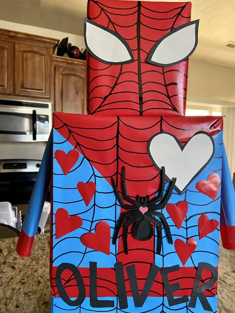 Valentine’s Day Box Spiderman, Valentines Day Box Spiderman, Diy Spiderman Valentine Box Ideas, Spider Man Valentines Boxes, Miles Morales Valentine Box Ideas, Ghost Spider Valentine Box Ideas, Super Hero Valentine Box Ideas, Spiderman Valentines Boxes, Spidey Valentine Box Ideas