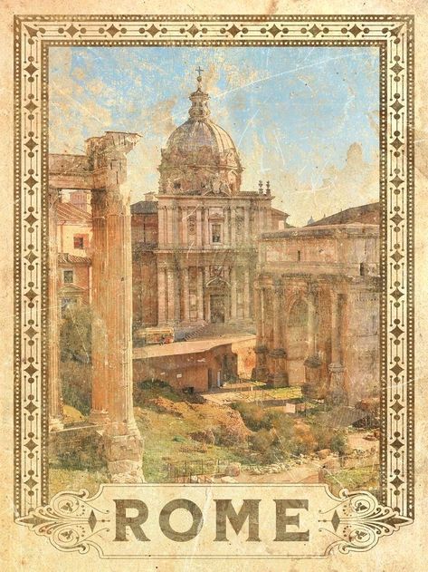 Rome Poster Vintage, Vintage Posters For Wall, Wall Prints Vintage Aesthetic, Retro Poster Design Vintage Prints, 1800s Poster, Vintage Room Posters, Vintage Aesthetic Posters, Poster Aesthetic Vintage, Antique Posters