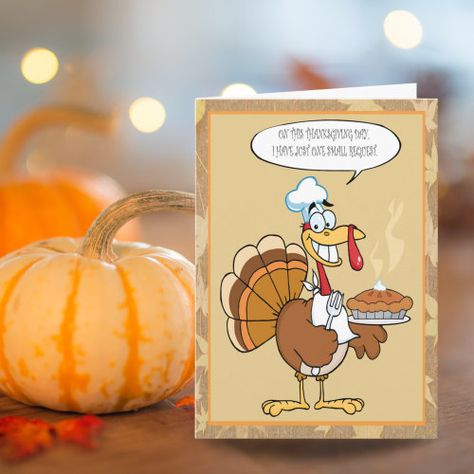 $3.97 | Funny Turkey Happy Thanksgiving Serving Pie Card | Thanksgiving Card | pumpkin pie, greeting card, leaves, holiday, thanksgiving, chef's hat, fork, cartoon, funny, witty November Party, Thanksgiving Servings, Turkey Gifts, Craft Fashion, Happy Pumpkin, Funny Turkey, Thanksgiving Card, Pumpkin Thanksgiving, Thanksgiving Invitation