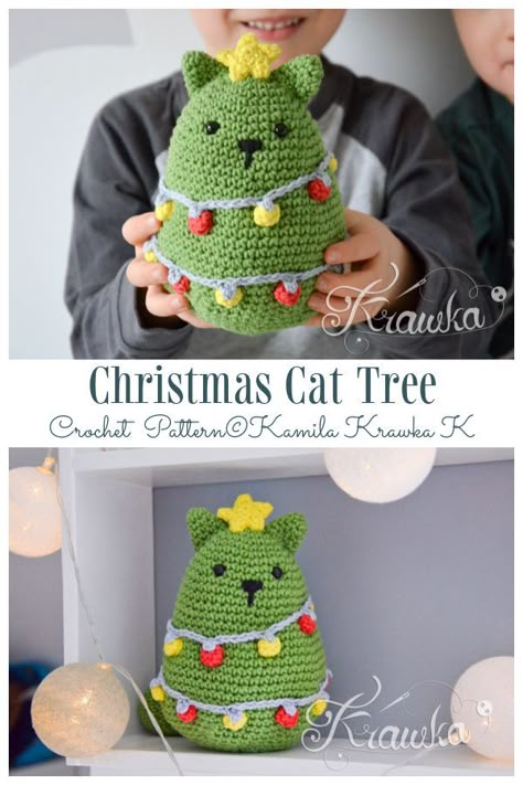 Crochet Studio, Holiday Crochet Patterns, Crocheted Christmas, Crochet Xmas, Cat Amigurumi, Crochet Christmas Trees, Crochet Animals Free Patterns, Crochet Ornaments, Crochet Design Pattern