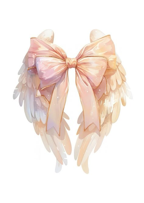 Elegant angel wings bow illustration | free image by rawpixel.com / Kappy Cute Fairy Wings, Cute Angel Wings, Angels Illustration, Pink Angels, Angel Illustration Art, Angel Wings Aesthetic, Pink Wings Wallpaper, Background Wings Angel, Pink Bow Cartoon