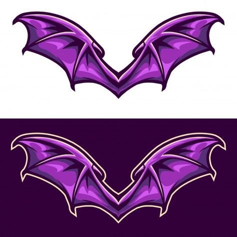 Pair of bat wings illustration isolated ... | Premium Vector #Freepik #vector #illustration #wings #fly #element Bat Vector Illustration, Angelo Tattoo, Wings Illustration, Bat Vector, Sports Branding, Angel Illustration, Sketches Art, Cartoon Birds, Anime Devil