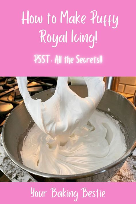 How to make puffy royal icing Icing For Flooding Cookies, Puffy Royal Icing, Flooding Icing Recipe, Recipe For Royal Icing, Best Royal Icing, Best Royal Icing Recipe, Royal Icing Cookies Recipe, Easy Royal Icing Recipe, Cookie Icing Recipe