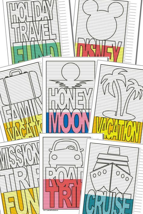 Travel Savings Charts - Debt Free Charts - Disney, Road Trip, Vacation, Mission Trip, Cruise, Family Vacation, Holiday Travel Saving Chart Printable, Adulting Journal, Disney Road Trip, Magnifying Glass Icon, Savings Chart, Debt Payoff Printables, Budget Mom, Vacation Fund, Vacation Savings