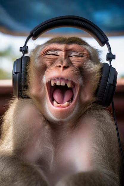 Monkey Listening To Music, Listening To Headphones, Griffin Tattoo, Funny Monkey, Monkeys Funny, Psd Files, Free Photo, Listening To Music, Free Photos