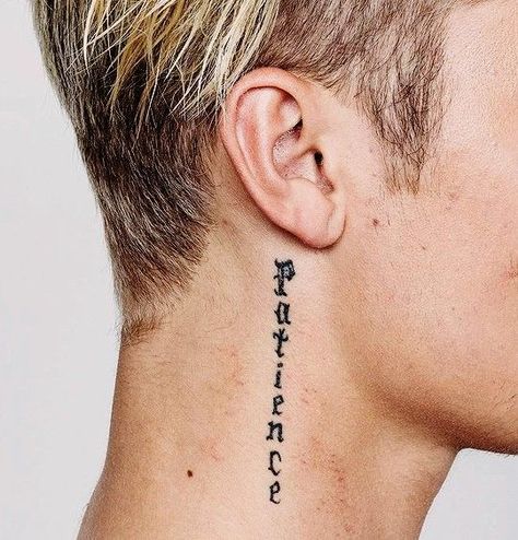 🖤🖤🖤🖤🖤 | Tatuagem no pescoço, Tattoo justin, Tatoo neck Neck Text Tattoo, Justin Bieber Neck Tattoo, Tattoo Sentences, Purpose Tattoo, Patience Tattoo, Neck Tattoo Women, Justin Tattoo, Justin Bieber Tattoos, Best Neck Tattoos