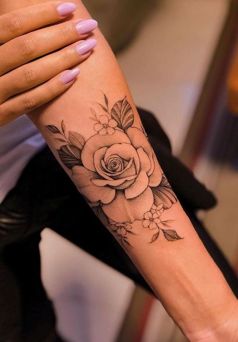 Arm Rose Tattoo Arm Rose Tattoo, Underarm Tattoo, Rose Tattoo Forearm, Rose Tattoo On Arm, Rose Tattoo Sleeve, Feminine Tattoo Sleeves, Rose Tattoos For Women, Girl Arm Tattoos, Flower Wrist Tattoos