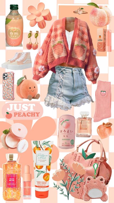 Peachy Aesthetic 🌸🍑🌸🍑 Peach Fashion Aesthetic, Peach Aesthetic Outfit, Peach Girl Aesthetic, Peach Outfit Aesthetic, Peach Color Outfits, Peach Aesthetics, Peach Clothing, Peach Outfit, Kawaii Alt