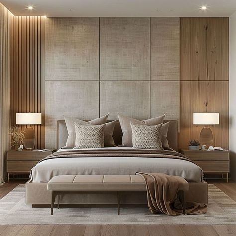 Neutral Color Bedroom Aesthetic, Master Bedrooms Modern Cozy, Small Bedroom Ideas Neutral Colors, Modern Master Suite Ideas, Hotel Looking Bedroom, Master Bed Room Decor And Layout Ideas, Master Room Design Modern, Small Bedroom Colour Schemes, Headboard Ideas Bedroom Modern