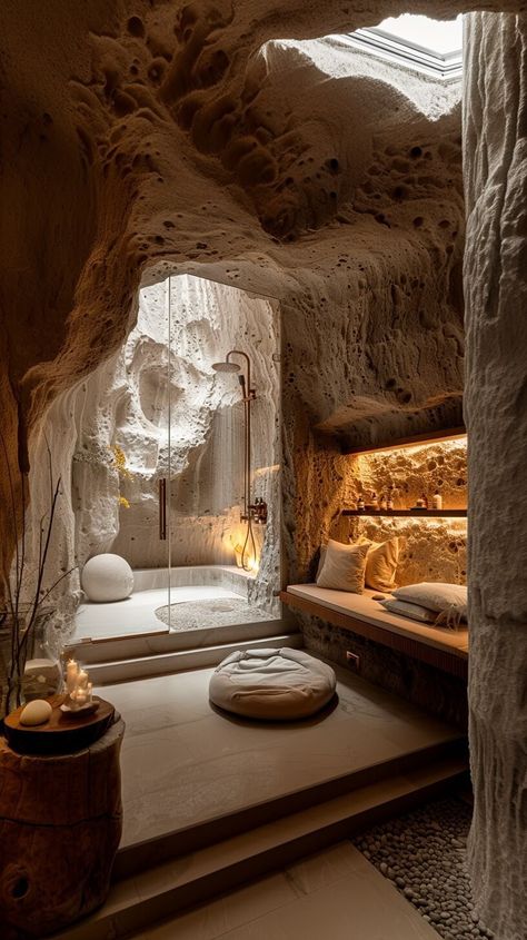 Cave Interior Design, Cave Room Ideas, Desert Cave, Cave Spa, Dreams Spa, Cave Room, Cave Hotel, Casa Clean, Cave Basement