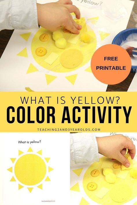 Learning the color yellow is fun with this collage activity. Download the free printable, sort small pieces, and glue the yellow ones onto the sun! #art #summer #colors #yellow #collage #printable #toddler #preschool #AGE2 #AGE3 #AGE4 #teaching2and3yearolds Learning The Color Yellow, Collage Activity, Color Activities For Toddlers, Yellow Collage, Teaching Preschoolers, Sun Theme, Preschool Color Activities, Color Activity, January Activities