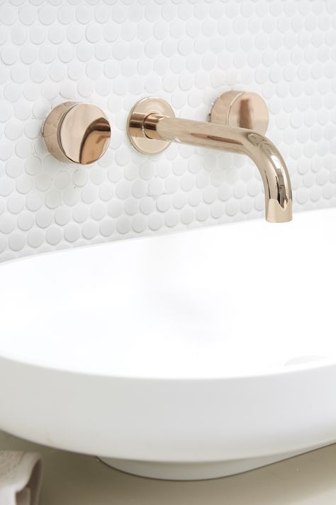 Gold Bathroom Tapware, Modern French Country Bathroom, Rose Gold Tapware Bathroom, Gold Tapwear Bathroom, Antique Brass Tapware, Brushed Brass Tapware Bathroom, Timber Stool, Gold Bathroom Fixtures, Brushed Brass Tapware