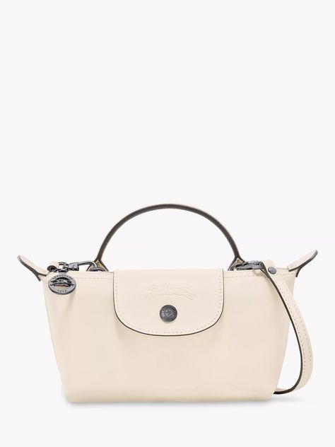 Longchamp Le Pliage Xtra XS Pouch, Ecru Longchamp Pouch, Longchamp Mini, Clutch Pattern, Studded Handbag, Crossbody Clutch, Mini Crossbody, Bags Purses, Longchamp Le Pliage, Leather Mini