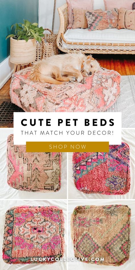 Bohemian Dog Bed, Boho Pet Room, Dog Beds Small Dogs, Diy Dog Bed Cushion, Pretty Dog Bed, Cute Dog Beds For Medium Dogs, Puppy Home Ideas, Quilted Dog Bed, Chic Dog Bed