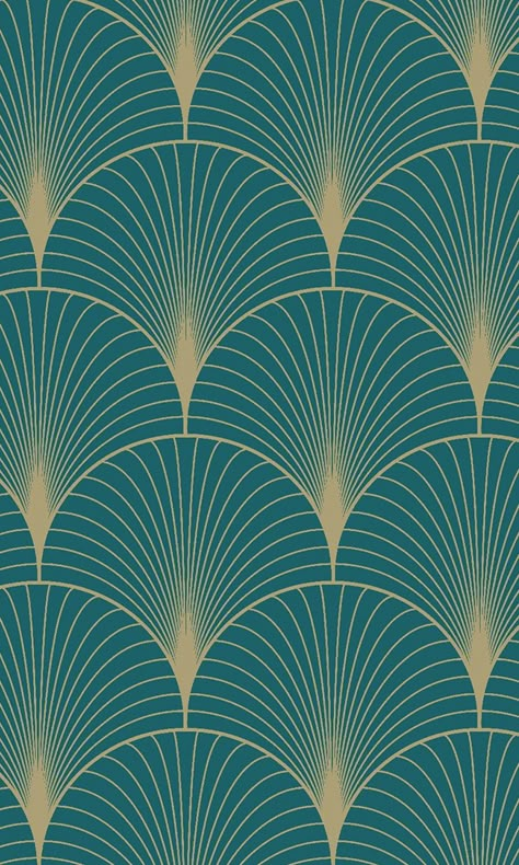 Revitalize your space with our Art Deco retro fan wallpaper, perfect for bedrooms, studies, teen rooms, hallways, and living rooms. This captivating wallpaper features a retro fan design that adds a touch of vintage charm to any room. Crafted from durable non-woven paper, it combines resilience with a luxurious texture. As non-pasted wallpaper, applying requires wallpaper glue directly on the wall for a professional installation. Despite this initial step, the result is worth it for the impeccab Vintage Patterns Wallpapers, Deco Paper Free Printable, Art Deco Phone Wallpaper, 1920s Art Deco Pattern, Green Art Deco Wallpaper, Green And Gold Art Deco, Art Nouveau Invitation, Green And Gold Art, Art Deco Pattern Design