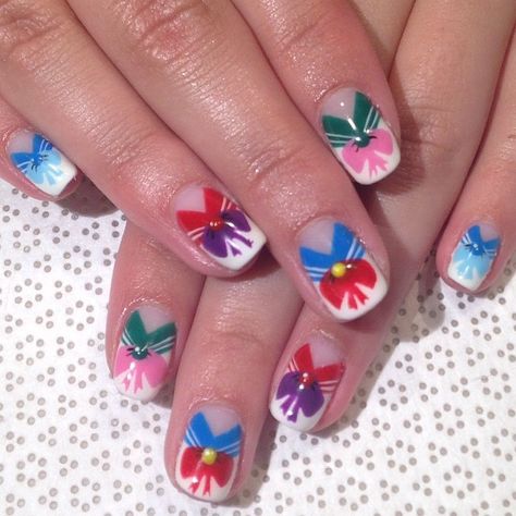 Sailor Scout Nails, Sailor Jupiter Nails, Sailor Mars Nails, Uñas Sailor Moon, Sailor Moon Nail Art, Nerdy Nails, Sailor Nails, Power Makeup, Sailors Scouts