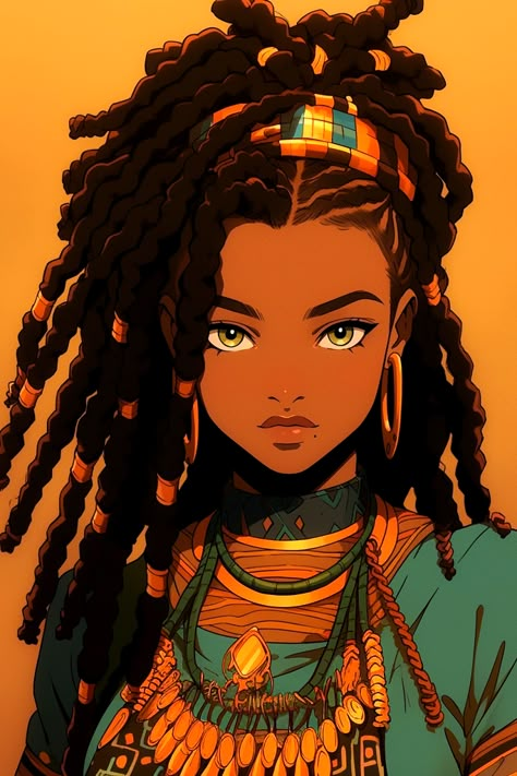 Sonia Sueno "Treasure Hunter" Afro Anime Art, Black Anime Hairstyles, Afro Anime Character, Black Anime Woman, Black Anime Female, Black Anime Women, Anime Character Female, Black Anime Characters Female, Anime Black People