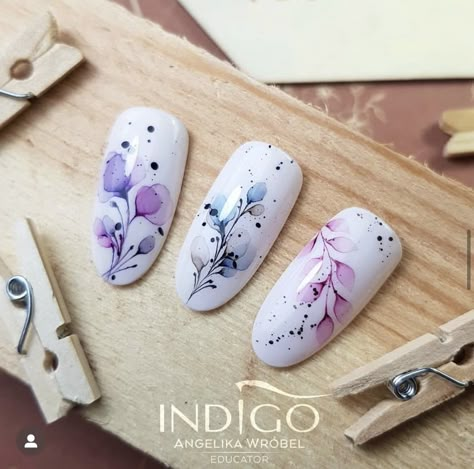 Watercolor Nail Designs, Watercolour Nails, Skin Care Pictures, Water Color Nails, Flower Iphone Wallpaper, Autumn Nails, Nail Paint, Nails Nailart, Ink Art