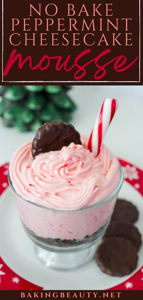 No Bake Peppermint Cheesecake Mousse, christmas desserts, sweet treats Christmas Desserts Mousse, Peppermint Mousse Cups, Christmas Mousse Cups, Peppermint Desserts Easy, No Bake Christmas Pie, Christmas Mousse Dessert, Peppermint Desserts Christmas, No Bake Peppermint Cheesecake, No Bake Christmas Desserts