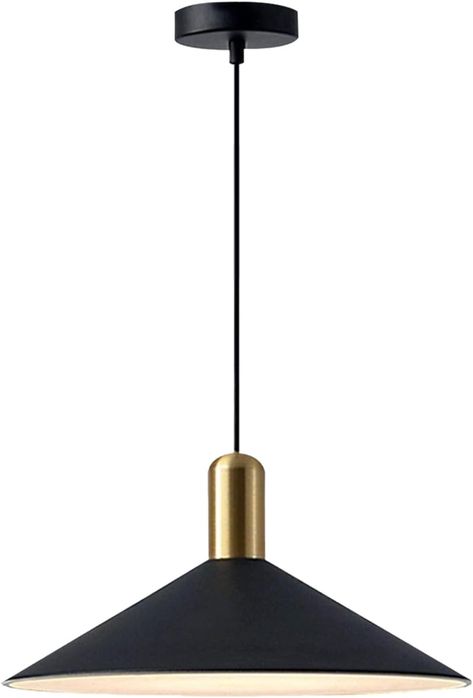 KCO Lighting Mid Century Modern Dome Pendant Light Gold and Black Barn Pendant Light Brass Cone Ceiling Pendant Light Fixture Farmhouse Kitchen Island Lighting (Gold) - Amazon.com Black Gold Pendant Light, Black And Gold Pendant Light Kitchen, Black Kitchen Pendant Lights Over Island, Lights Above Kitchen Island, Gold Pendant Light Kitchen, Resturant Interior Design, Lighting Mid Century Modern, Kitchen Island Light Fixture, Resturant Interior