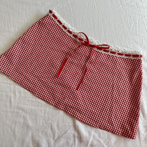 Made to order handmade Gingham mini skirt with a... - Depop Red Gingham, Invisible Zipper, Gingham, Mini Skirts, Zipper, Lace, Red, How To Wear