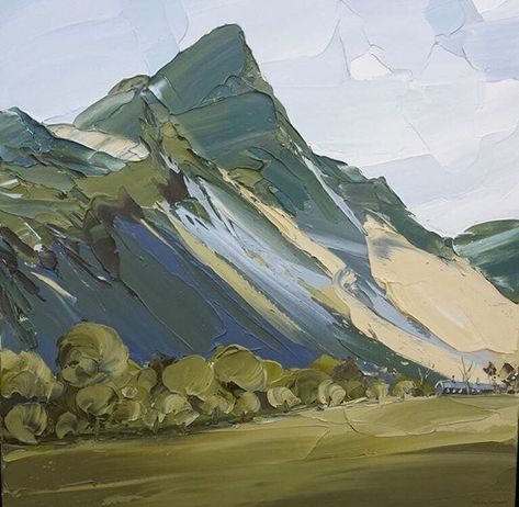 Doing some research for my first commission and have come across Matthew Snowden's work Summer Cnicht in the Oriel Kooywood Gallery. I love the textures created by using a pallete knife to apply acrylic rather than a brush. They really show off the texture of this mountain. Will be practicing this technique over the coming weeks.  #art #artist #painting #acryllic #matthewsnowden #inspiration #technique Palette Knife Art, Soyut Sanat Tabloları, Impasto Painting, Wow Art, Abstract Art Landscape, Mountain Paintings, Pics Art, 그림 그리기, Abstract Landscape