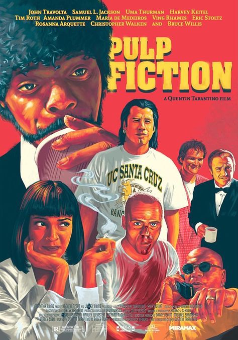 Pulp Fiction by Paul Gates - Home of the Alternative Movie Poster -AMP- Pulp Fiction 1994, Pulp Fiction Movie, Quentin Tarantino Films, Vintage Films, Film Cult, Movie Synopsis, Tarantino Films, Filmy Vintage, Film Vintage