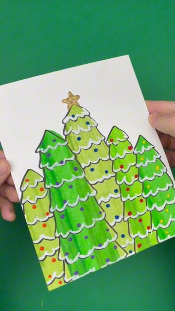 Bubble Wrap Christmas Tree Painting, Christmas Tree Art Projects For Kids, Christmas Tree Collaborative Art, Christmas Tree Abstract Art, Tape Resist Christmas Tree, Easy Holidays Crafts, How To Make Christmas Tree, Christmas Tree Art, Christmas Tree Painting