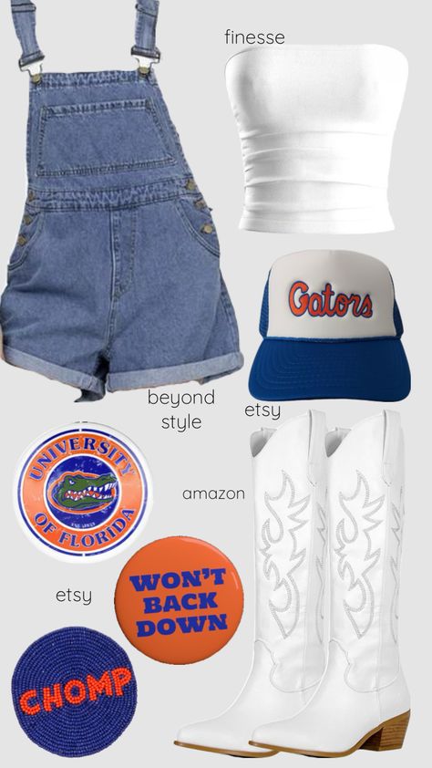 university of florida game day inspo!! #gamedayinspo #gamedayoutfits #gamedayoutfit #gamedayfit #universityofflorida College Football Game Outfit, College Tailgate Outfit, College Gameday Outfits, College Tailgating, College Game Day, College Football Games, Tailgate Outfit, College Game Days, Football Game Outfit