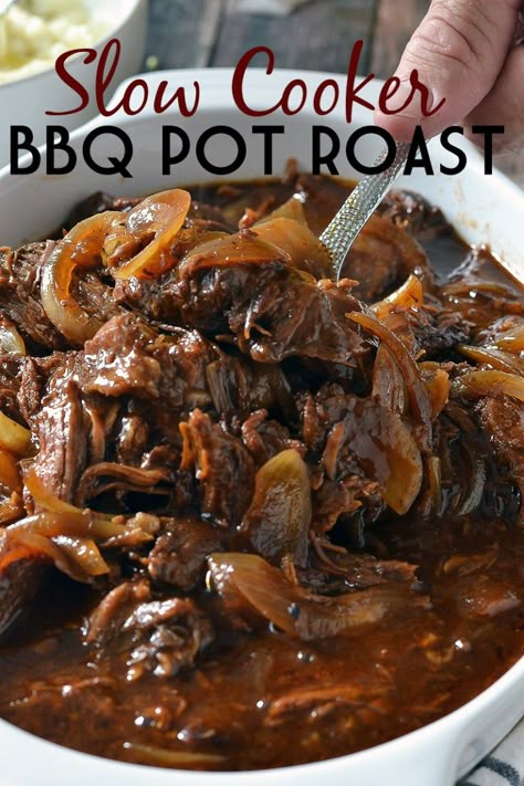 Slow Cooker BBQ Pot Roast » Mother Thyme Bbq Pot Roast, Mother Thyme, Crockpot Roast Recipes, Pot Roast Recipe, Slow Cooker Bbq, Slow Cooker Roast, Crockpot Roast, Pot Roast Slow Cooker, Slow Cooker Dinner